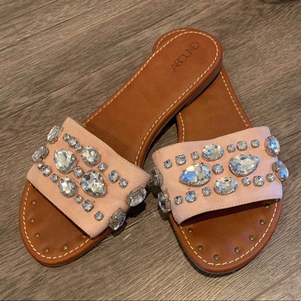 Jeweled slide sandals